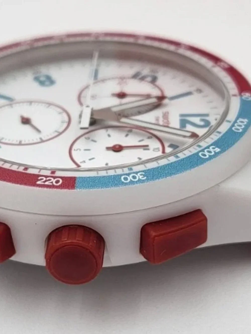 Swatch Red Track SUSM403 Chronograph Swiss Quartz 42mm Red Watch New in Box